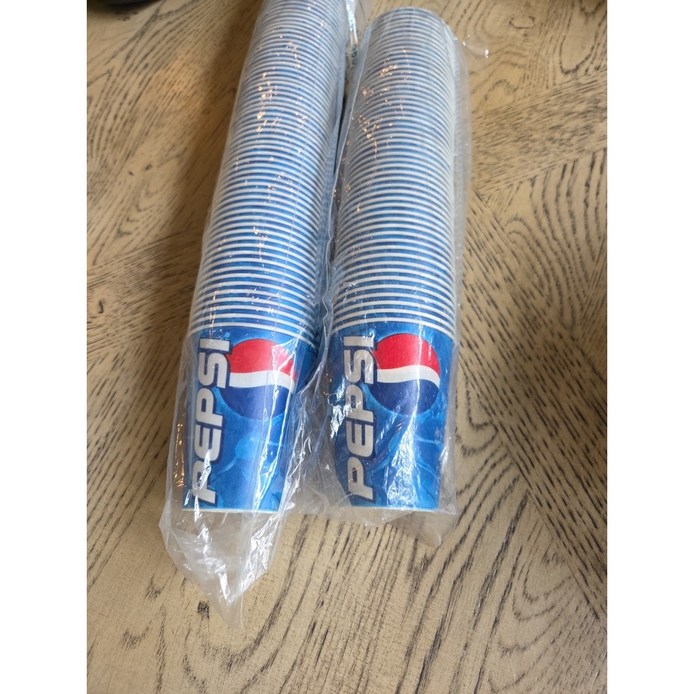 Vintage Pepsi 7oz Disposable Cups 100 Pack 9oz Plus 53 Paper Waxy NOS New Solo - Picture 9 of 11